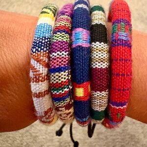 5 New! Vibrant Multicolor Woven Bracelets